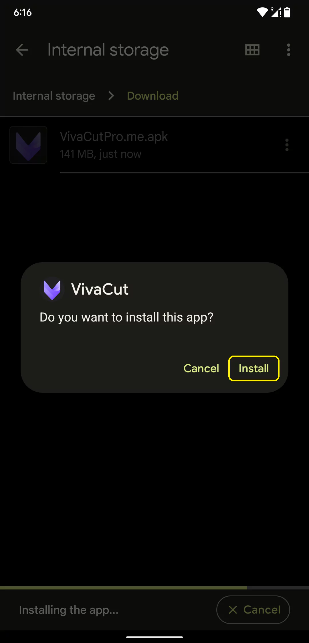 Install VivaCut Pro APK File